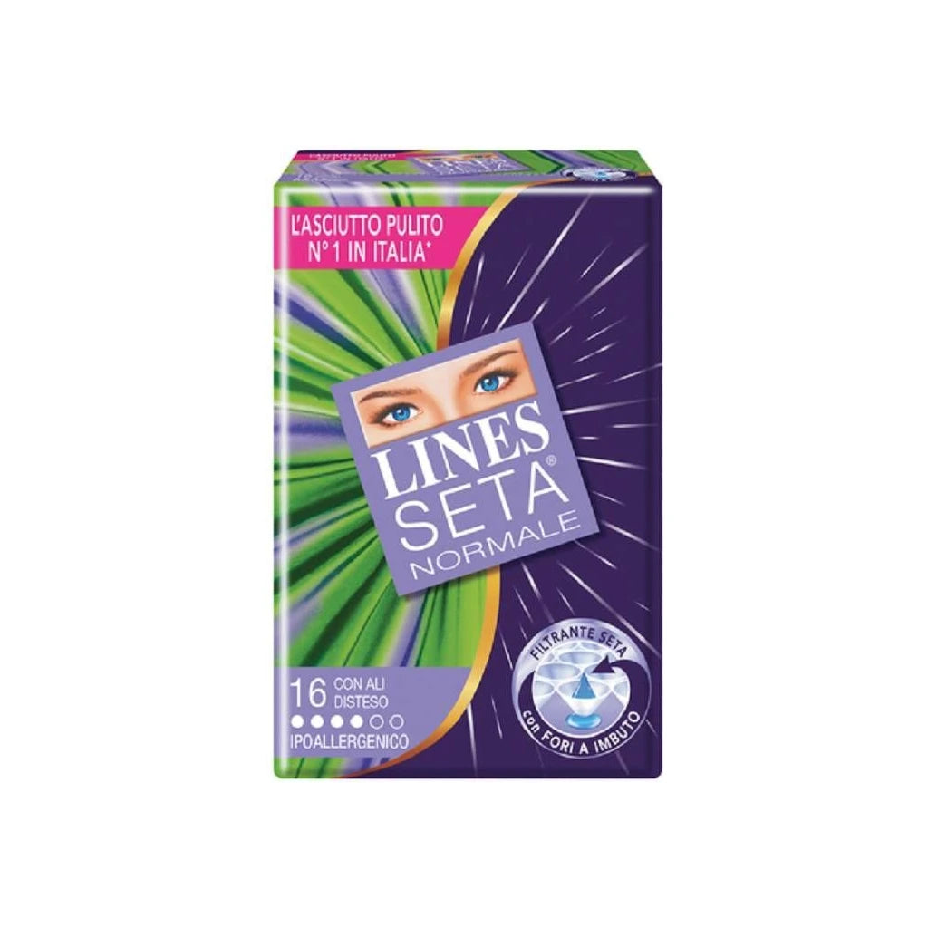 Lines Seta Normal Sanitary Pads with Wings x16 - Hypoallergenic for Comfort & Protection