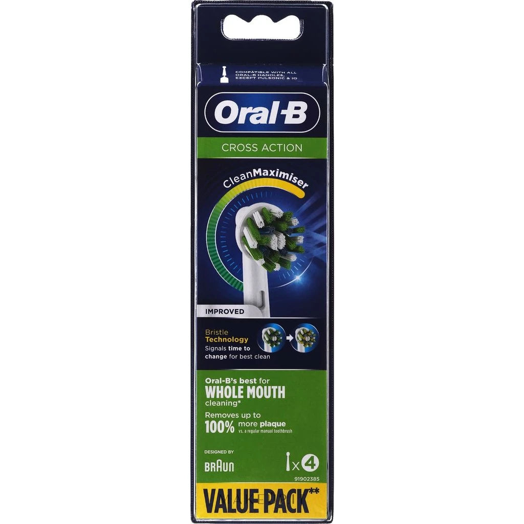 Oral-B Cross Action CleanMaximiser Replacement Brush Heads | Value Pack 4