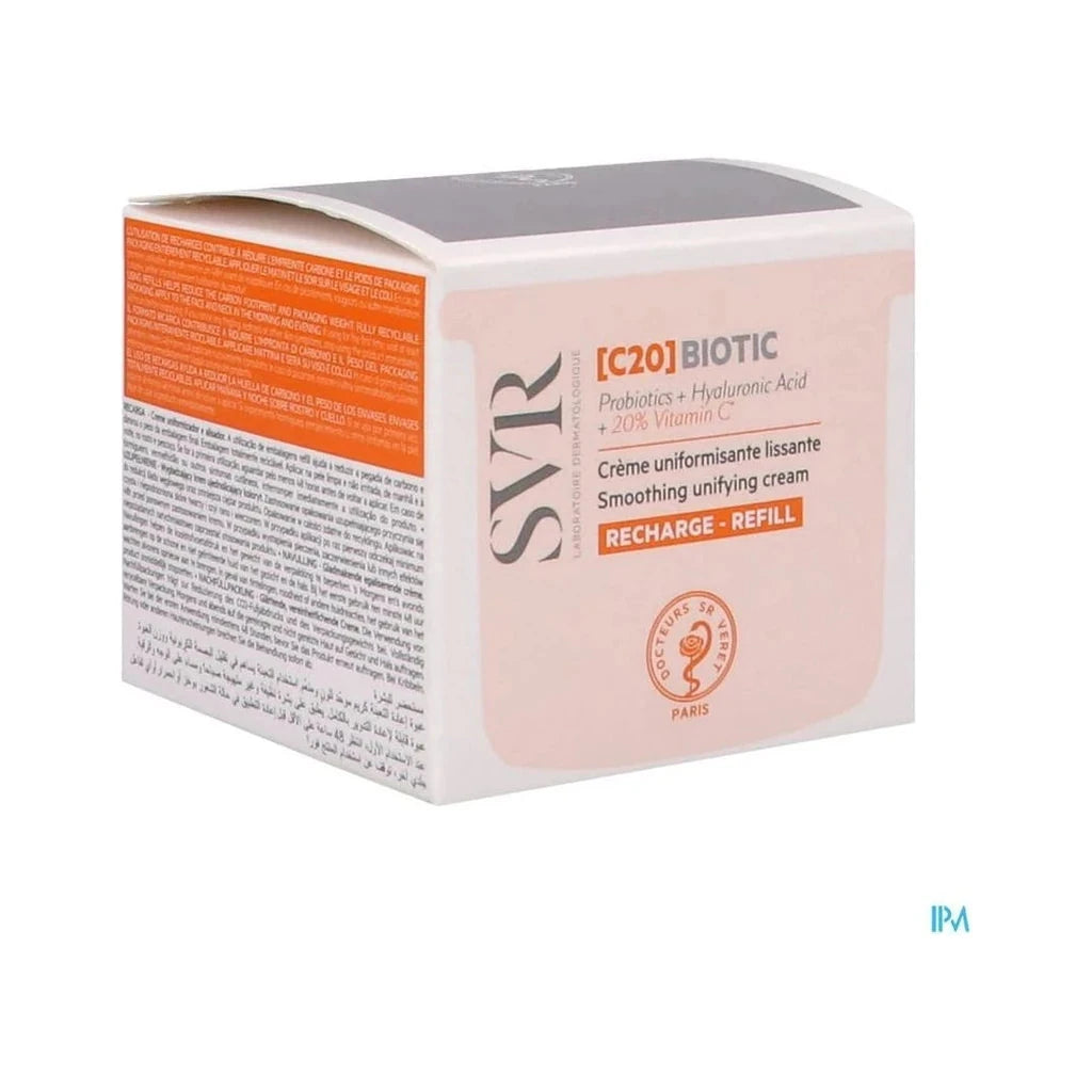 SVR C20 Biotic Crème Visage Lissante Uniformisante Recharge 50ml - Probiotiques, Acide Hyaluronique & Vitamine C