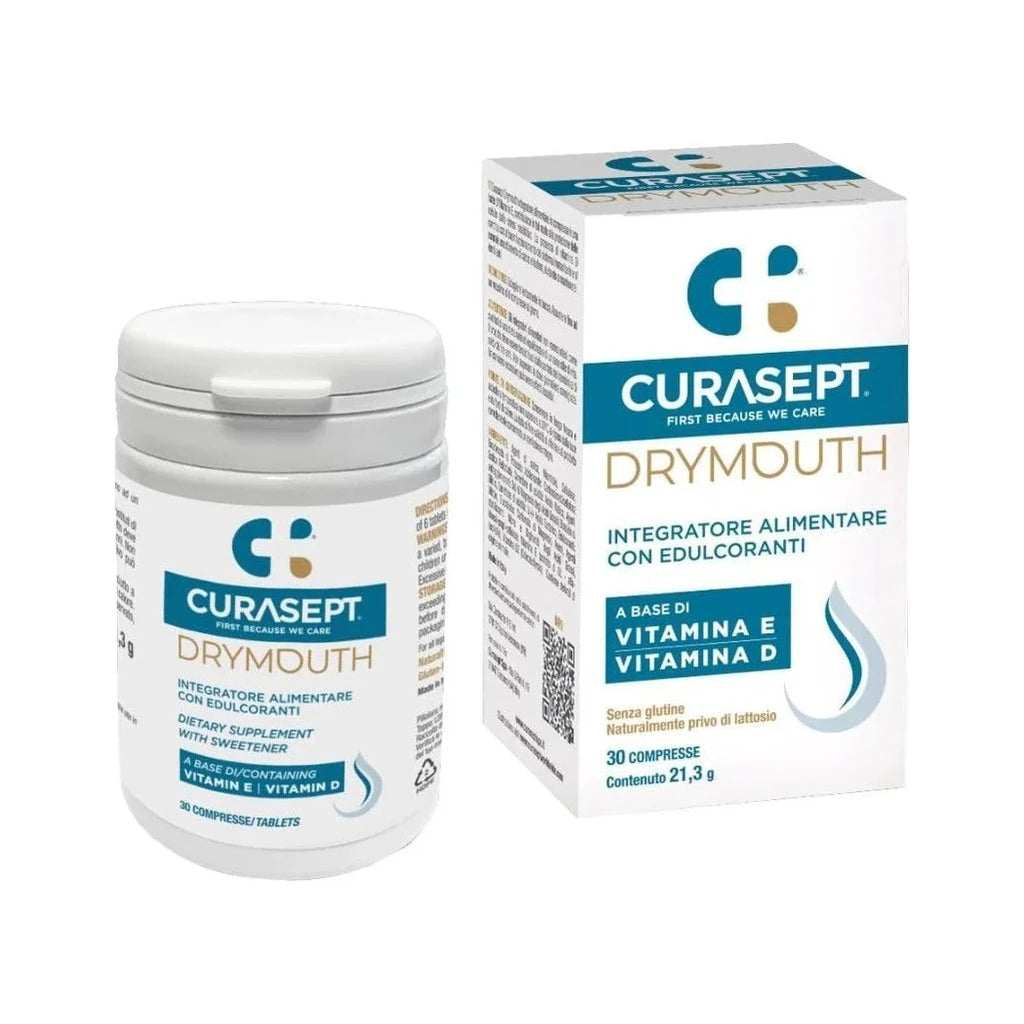 Curasept Drymouth 30 Tablets - Vitamin E & D Supplement for Dry Mouth Relief