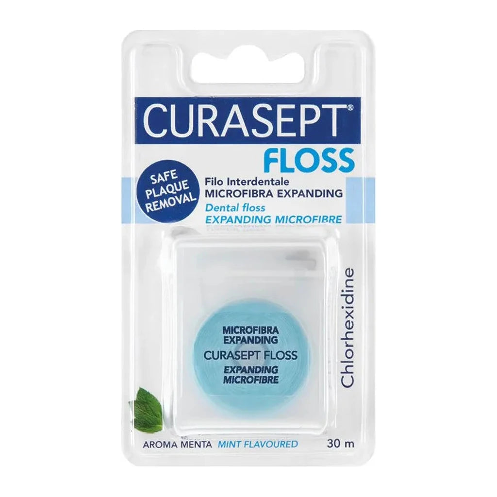 Curasept Floss Expanding Dental Floss Microfibre Mint 30m for Plaque Removal