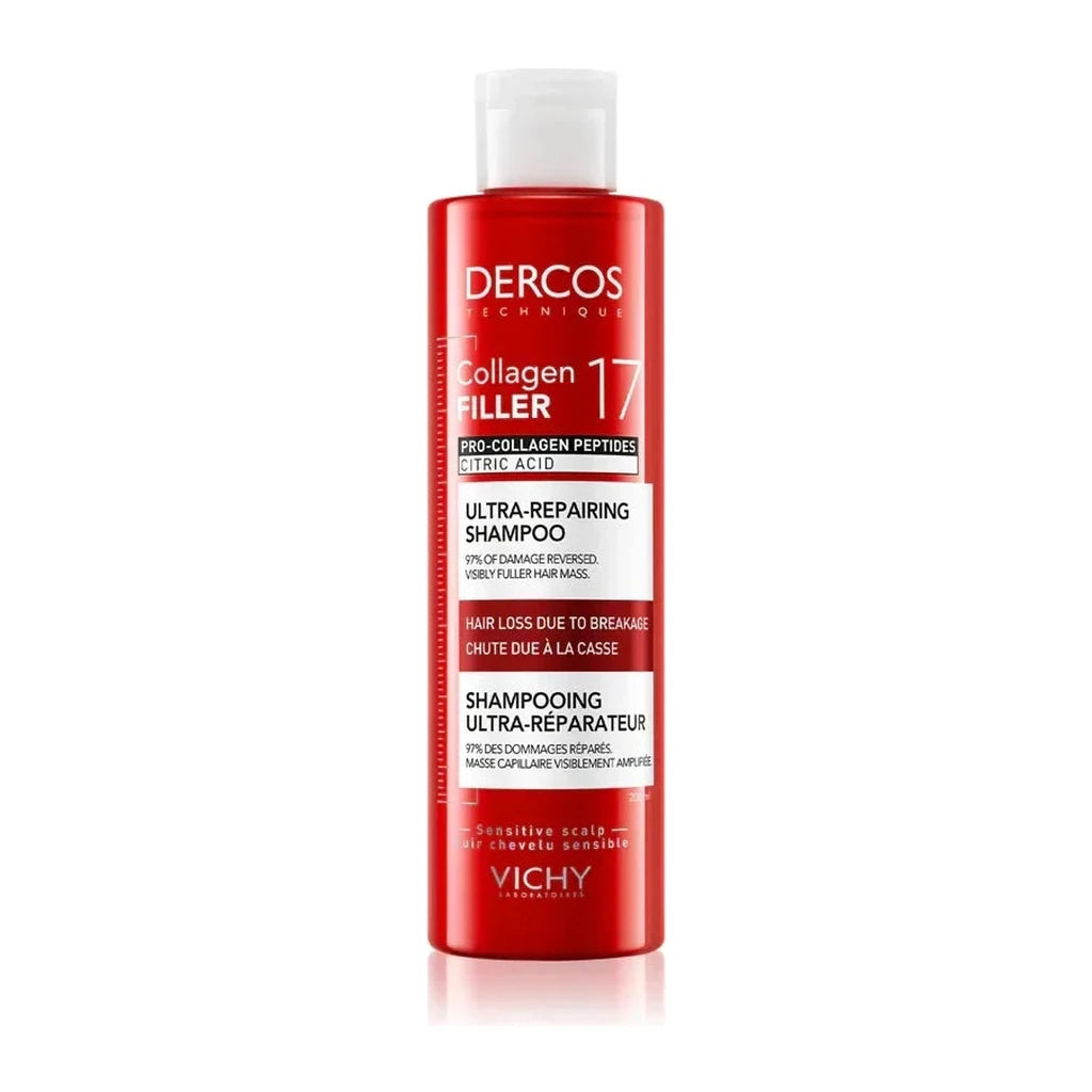 Vichy Dercos Collagen Filler Ultra-Repairing Shampoo | Damaged Hair & Breakage 200ml