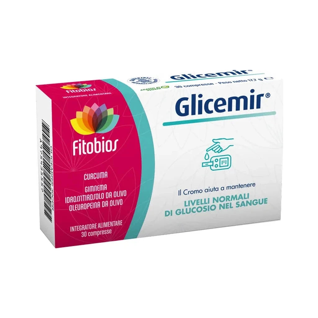 Glicemir Fitobios 30 Tablets - Blood Glucose Control Supplement Chromium Turmeric