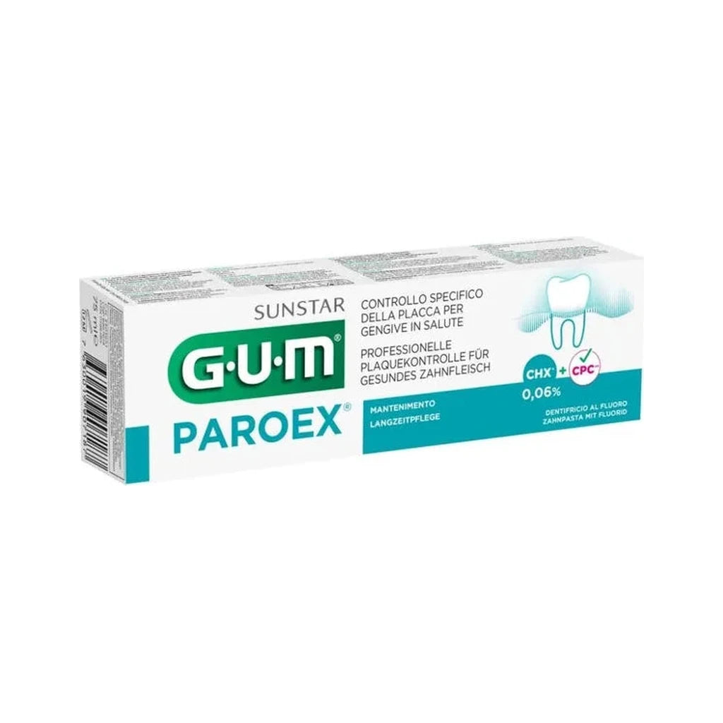 GUM Paroex 0,06% CHX Fluorid-Zahnpasta für Gesundes Zahnfleisch & Plaque-Kontrolle 75ml