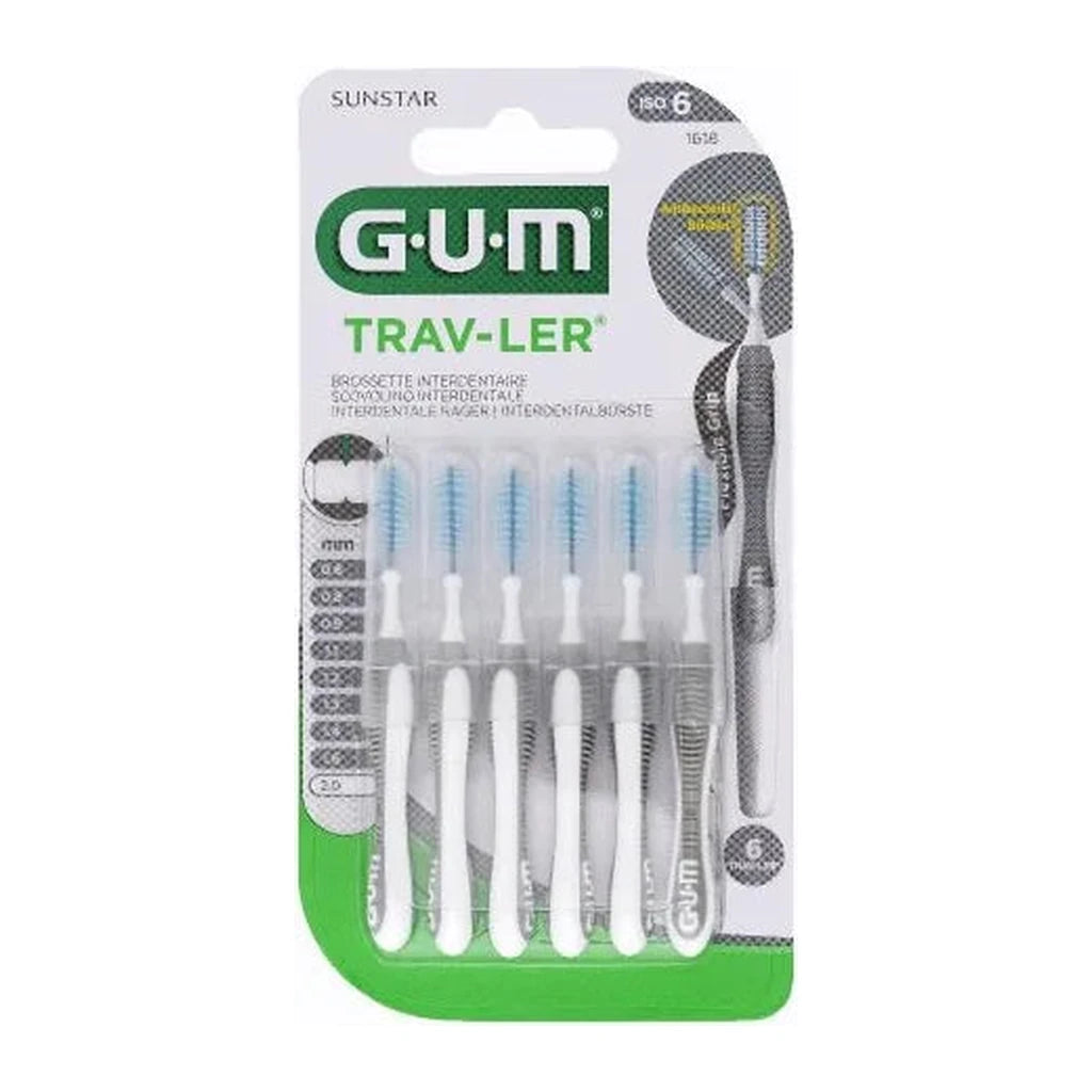 GUM Trav-Ler Interdentalbürsten 2.0mm ISO 6 - 6er Pack | Gründliche Mundhygiene
