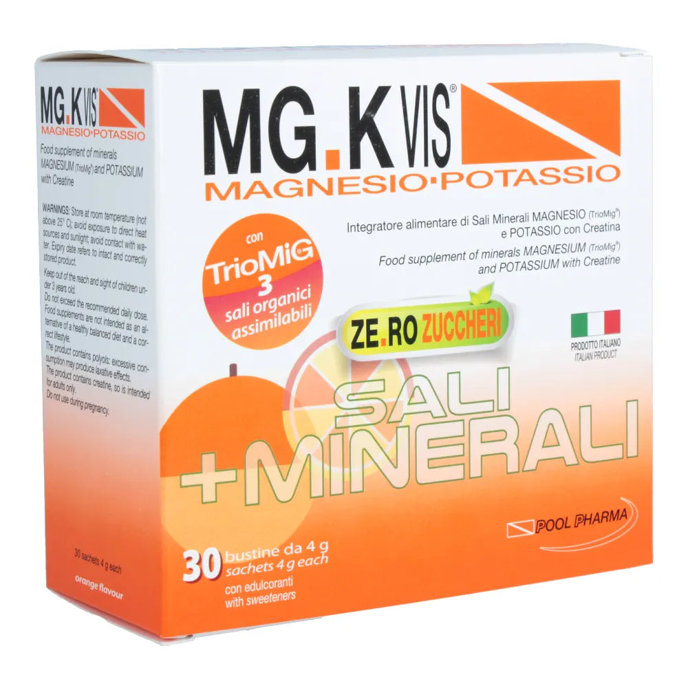 MG.K VIS Magnesio y azúcares de potasio cero naranja 30 bolsitas