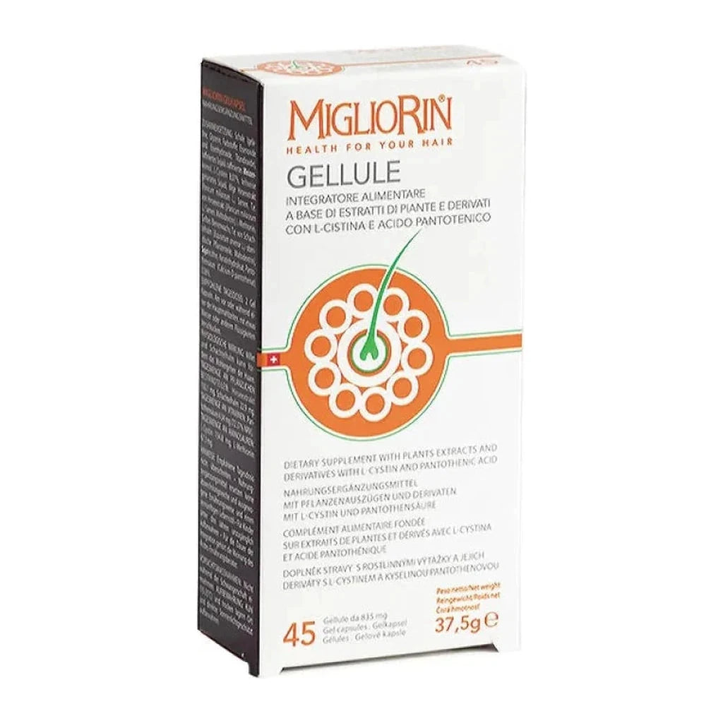 MIGLIORIN Hair Capsules | Supplement with L-Cystine & Pantothenic Acid - 45 Gels