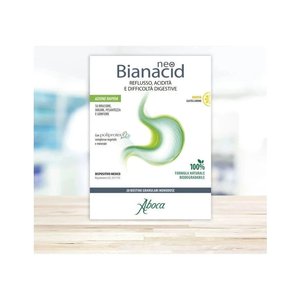 Aboca Neo Bianacid 20 Beutel: Reflux, Sodbrennen & Verdauungsprobleme - Zitronengeschmack