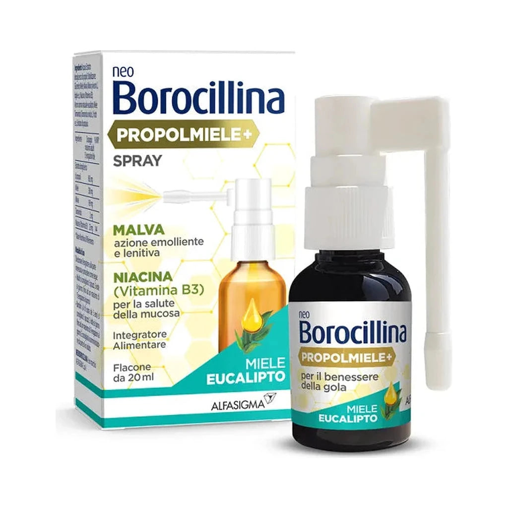 Neo Borocillina Propolmiele+ Spray | Throat Wellness, Mallow & Niacin | Food Supplement