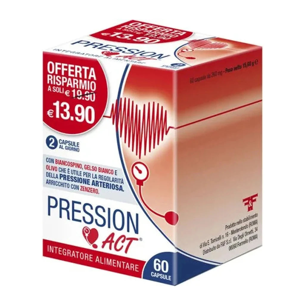 Pression Act - Blood Pressure Support Supplement with Hawthorn, Olive & Ginger - 60 Capsules