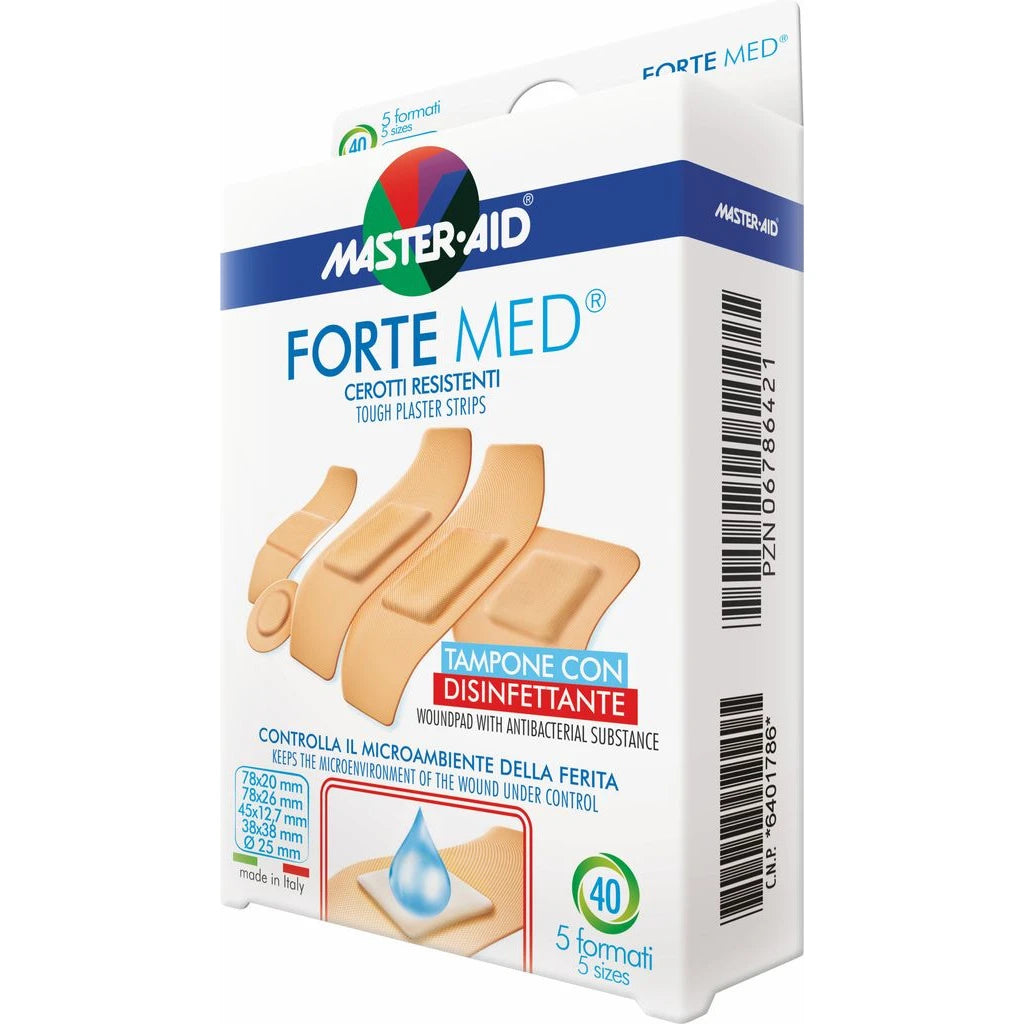 Master-AID Forte Med Tiritas Resistentes con Desinfectante Surtidas 40ud