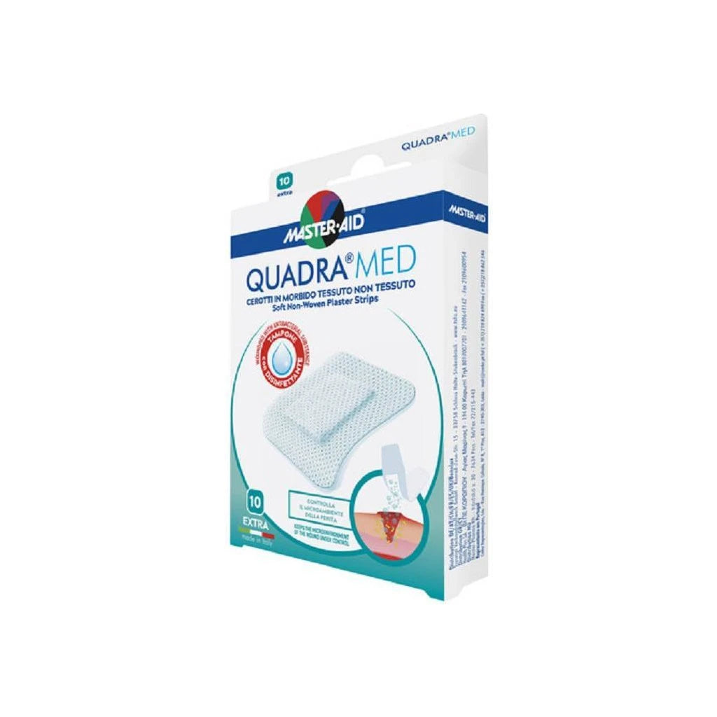 Master-Aid Quadra Med Apósitos Desinfectantes de Tejido no Tejido Suave - 10 Unidades