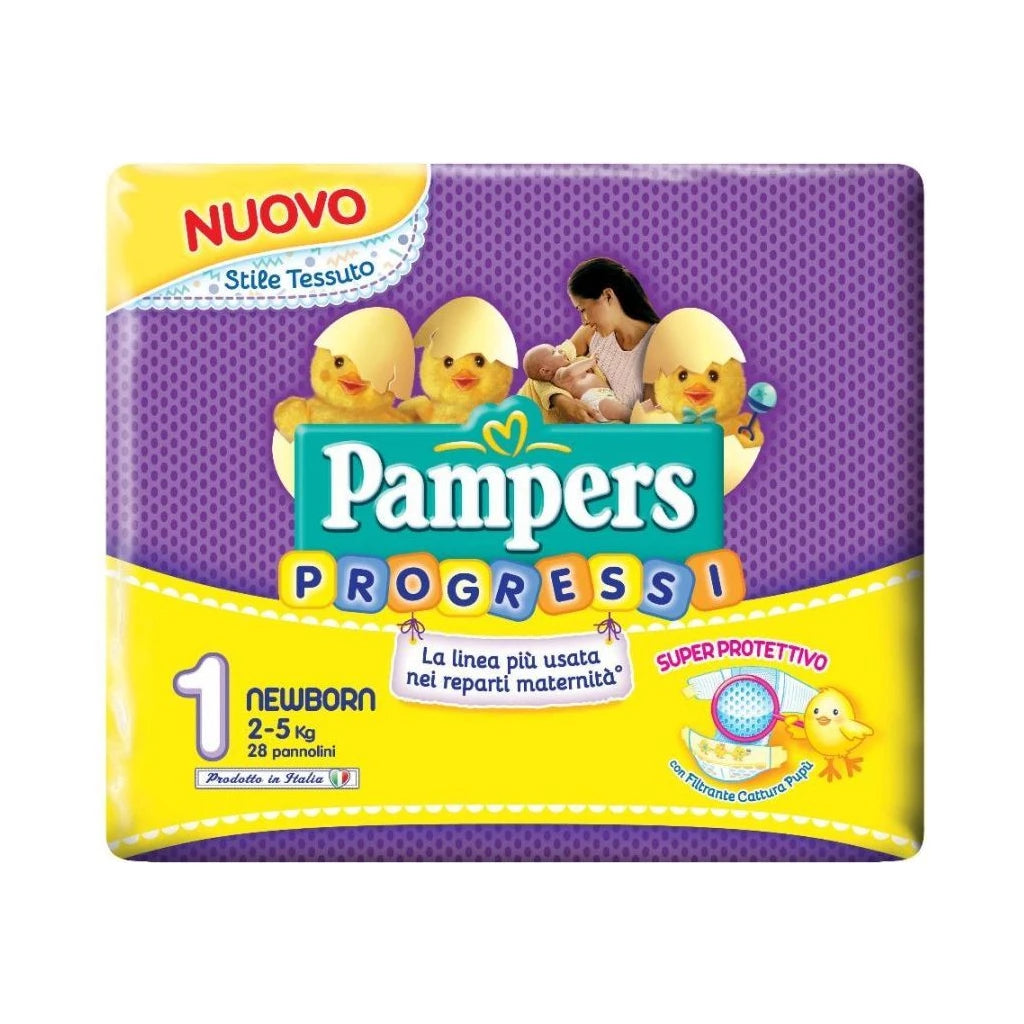Pampers Progressi Newborn Diapers Size 1 (2-5 kg) - 28 count | Breathable Fabric
