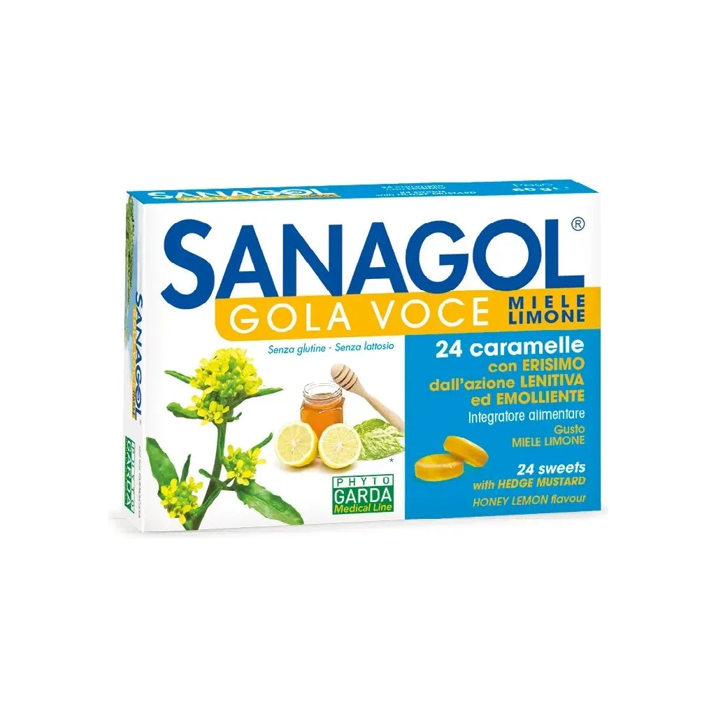 Sanagol Gorge Voix Miel Citron - Bonbons Apaisants Érysimum pour la Gorge