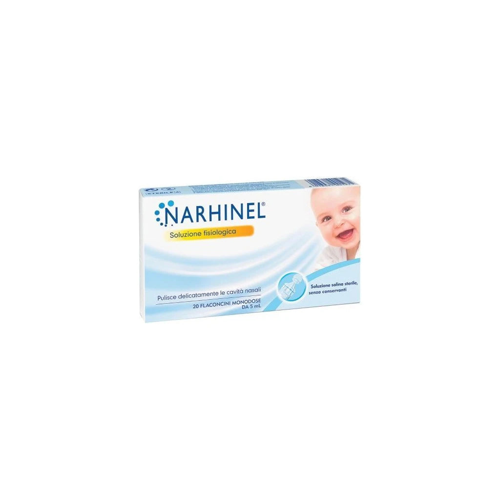 Narhinel Physiological Saline Solution 20 Single-Dose Vials 5ml - Nasal Wash for Babies
