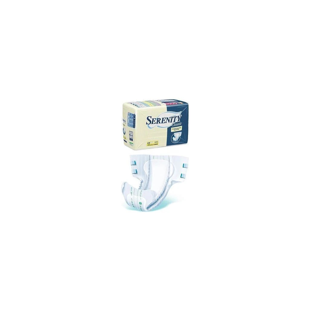 Serenity Classic Super M Adult Diapers (Medium Size) - 30 Pcs | High Absorbency Incontinence Pads
