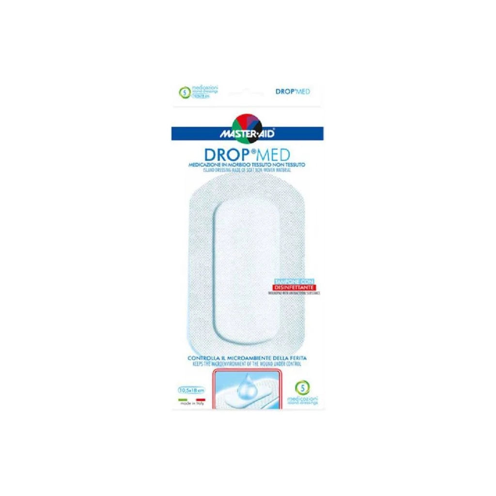 Master-Aid Drop® Med Apósito Desinfectante No Tejido 10,5x18cm - 5 Unidades