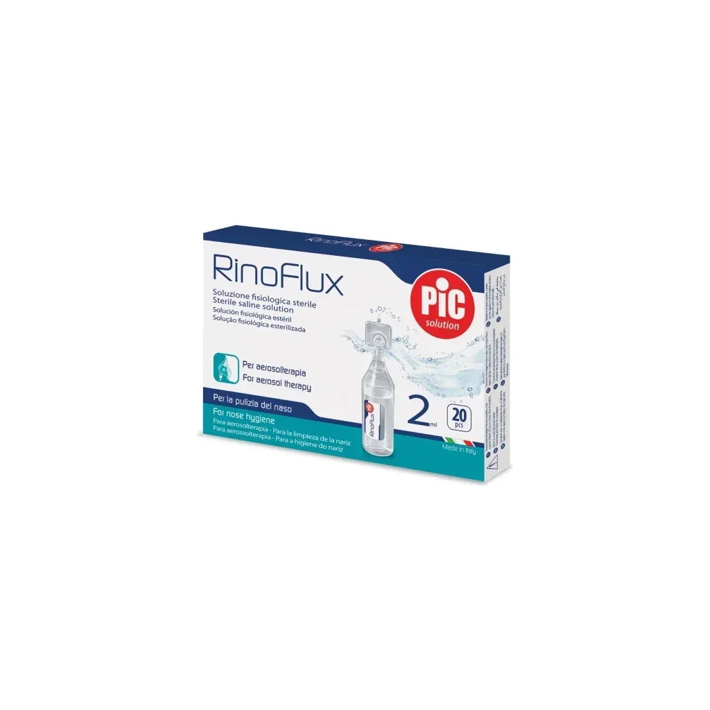 Rinoflux Sterile Physiological Saline Solution 20 x 2ml Vials - Nasal Hygiene & Aerosol Therapy