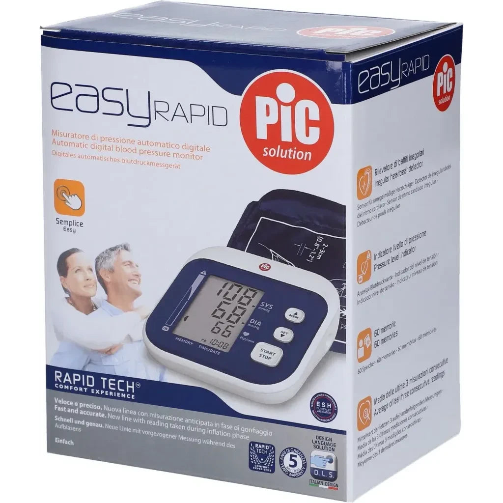 PIC EasyRapid Automatic Digital Blood Pressure Monitor - Fast & Accurate Home Health Check