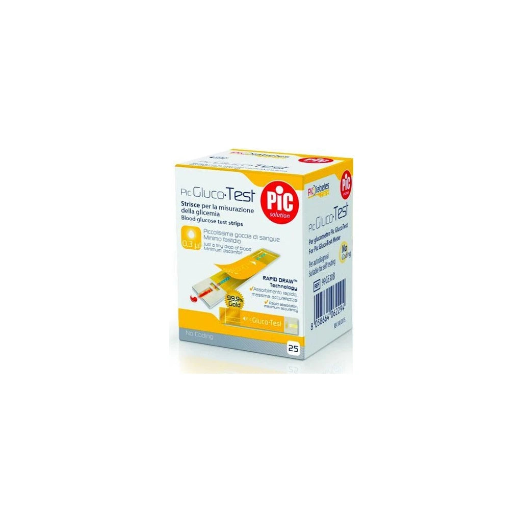 Pic Gluco-Test Blood Glucose Test Strips 25 pcs | Rapid & Accurate
