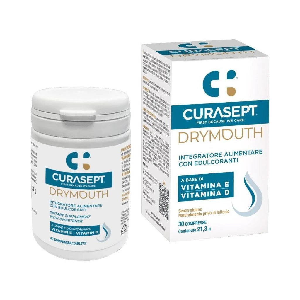 Curasept Drymouth 30 Comprimés - Complément Vitamine E et D pour Bouche Sèche