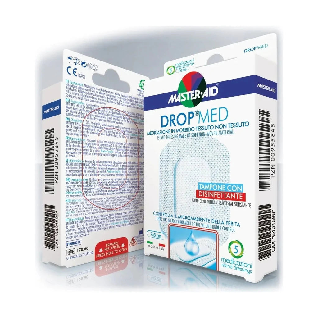 Master-Aid Drop Med: Antibacterial Island Dressing with Chlorhexidine