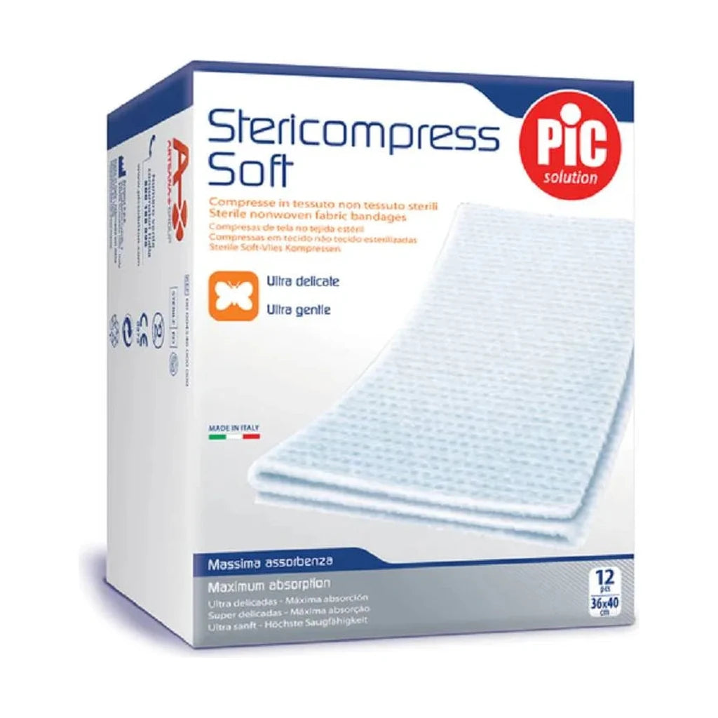 PIC Stericompress Soft Sterile Gauze Bandages 36x40 cm - Max Absorption 12 Pcs