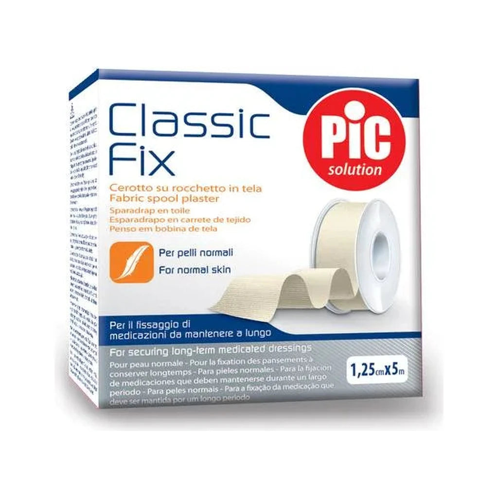 PIC Classic Fix Apósito de Tela 1,25cm x 5m - Sujeción de Apósitos