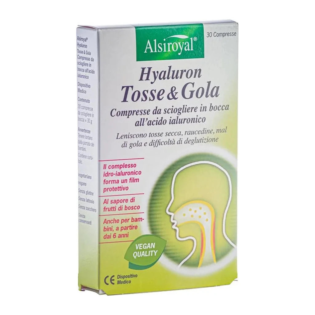 Alsiroyal Hyaluron Husten & Rachen 30 Tabletten - Schnelle Linderung bei Halsschmerzen & Heiserkeit