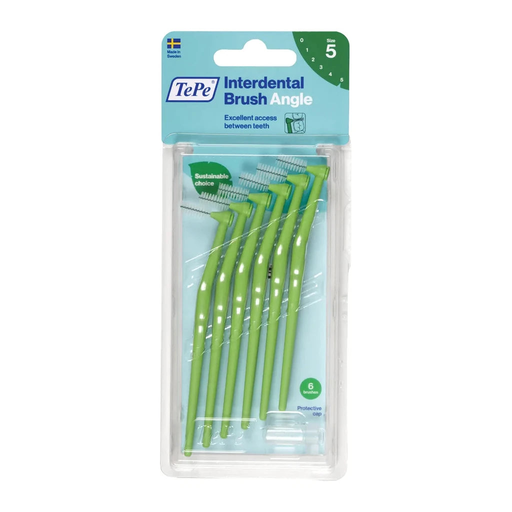 TePe Angle Interdental Brushes Size 5 (0.8mm) - Deep Oral Hygiene - 6 Pack