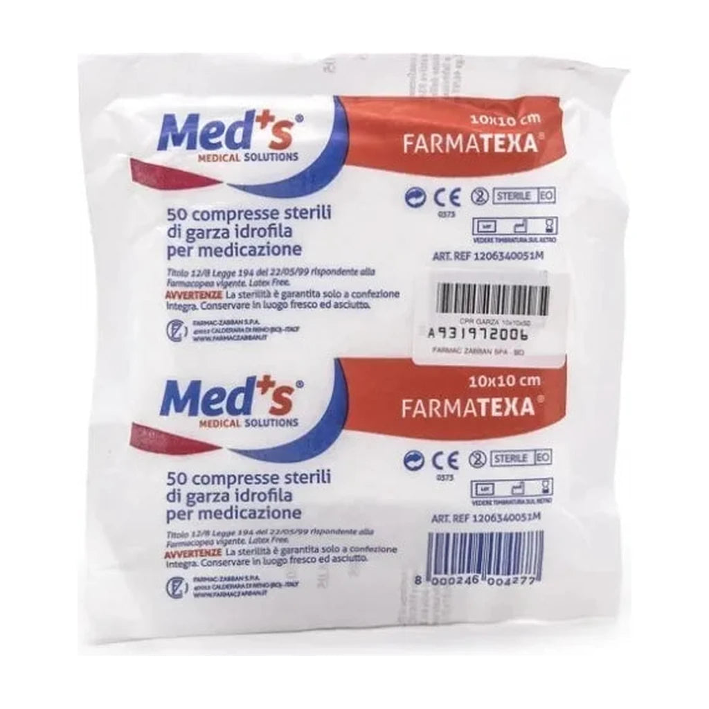 Sterile Hydrophile Gaze 10x10 cm - Med+s Farmatexa 50 Kompressen für Wundversorgung