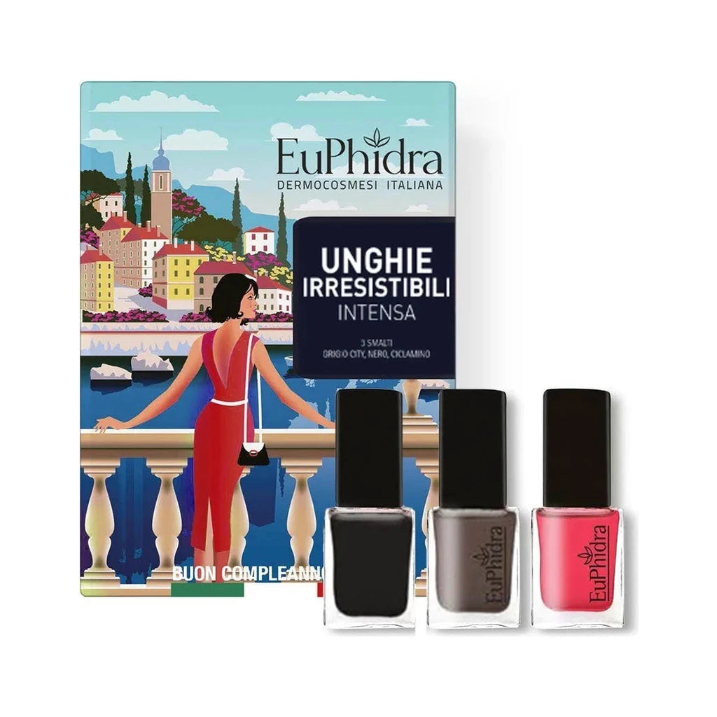Euphidra Unwiderstehliche Nägel Intense - Trio Nagellack Set City Grau, Schwarz, Cyclamen