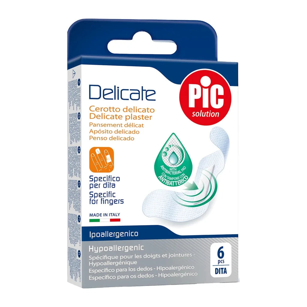 PIC Zarte Antibakterielle Pflaster für Finger - Hypoallergen (6 Stk)