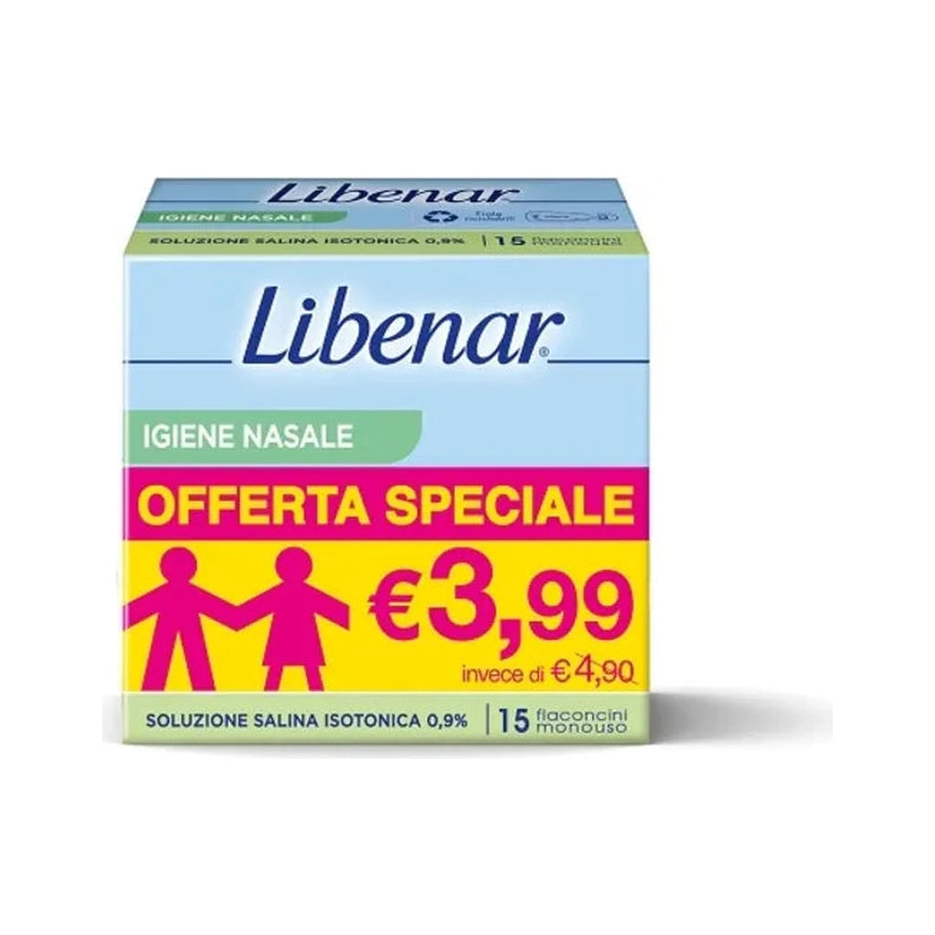 Libenar Isotonic Saline Solution 0.9% - 15 Single-Dose Vials for Nasal Hygiene