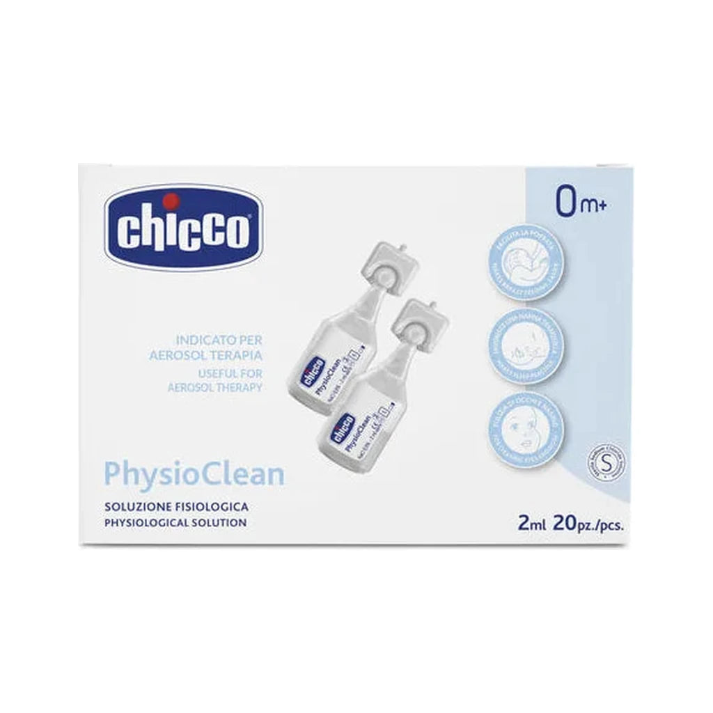 Chicco PhysioClean Physiological Saline Solution 0m+ for Aerosol, Nasal & Eye Hygiene - 20x2ml