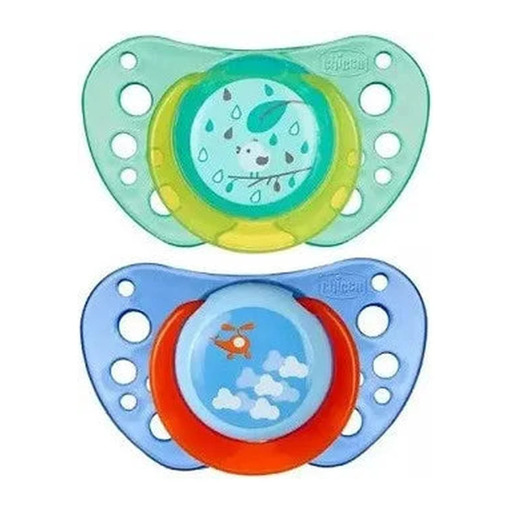 Chicco Air Rubber Pacifiers 16-36m - Boy Design, 2-Pack
