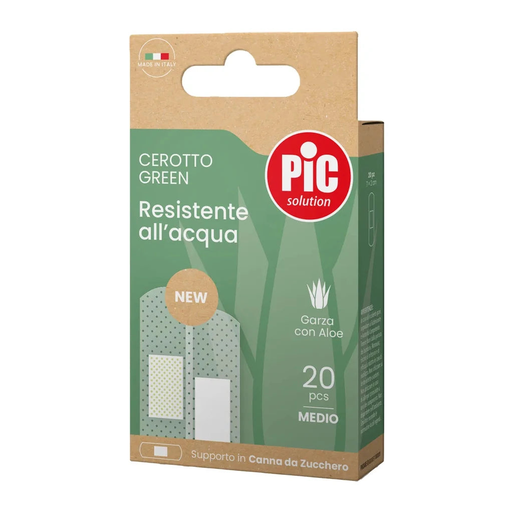 Pic Green Bamboo & Aloe Plasters M, Water-Resistant, 20 pcs – Eco First Aid
