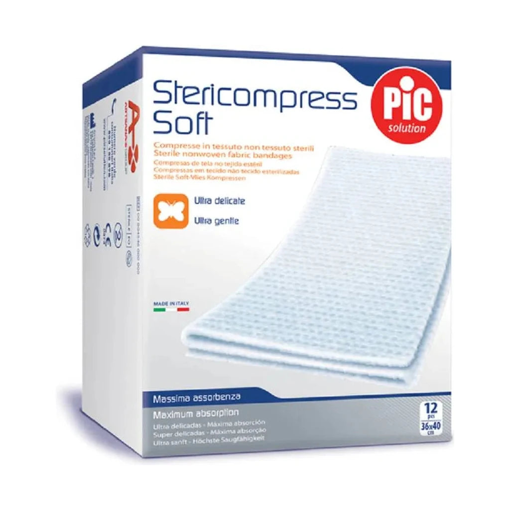 Sterile Soft Bandages PIC solution Stericompress 36x40cm 12pcs | Delicate Wound Care