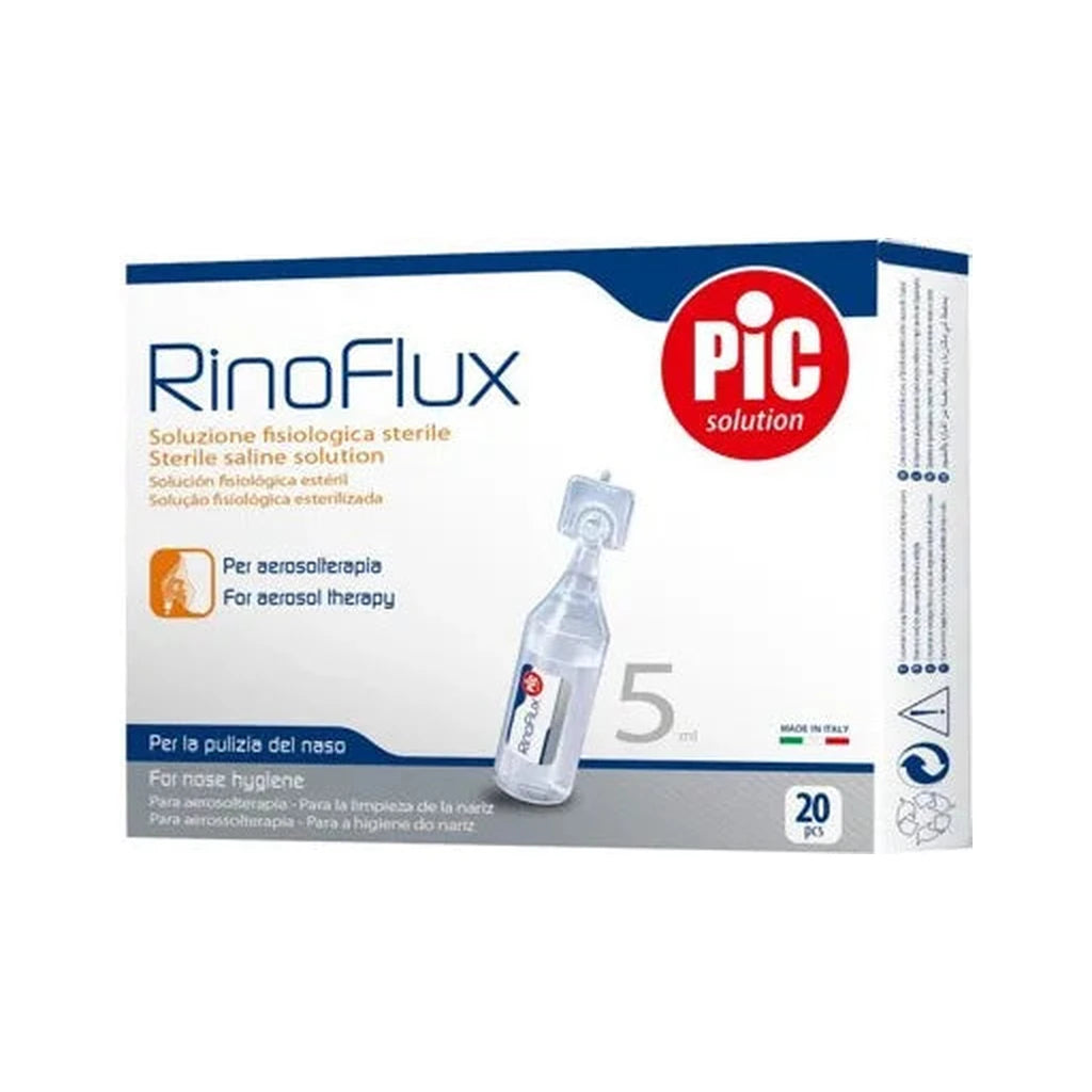 RinoFlux Sterile Saline Solution PIC | Nose Hygiene & Aerosol Therapy 20x5ml