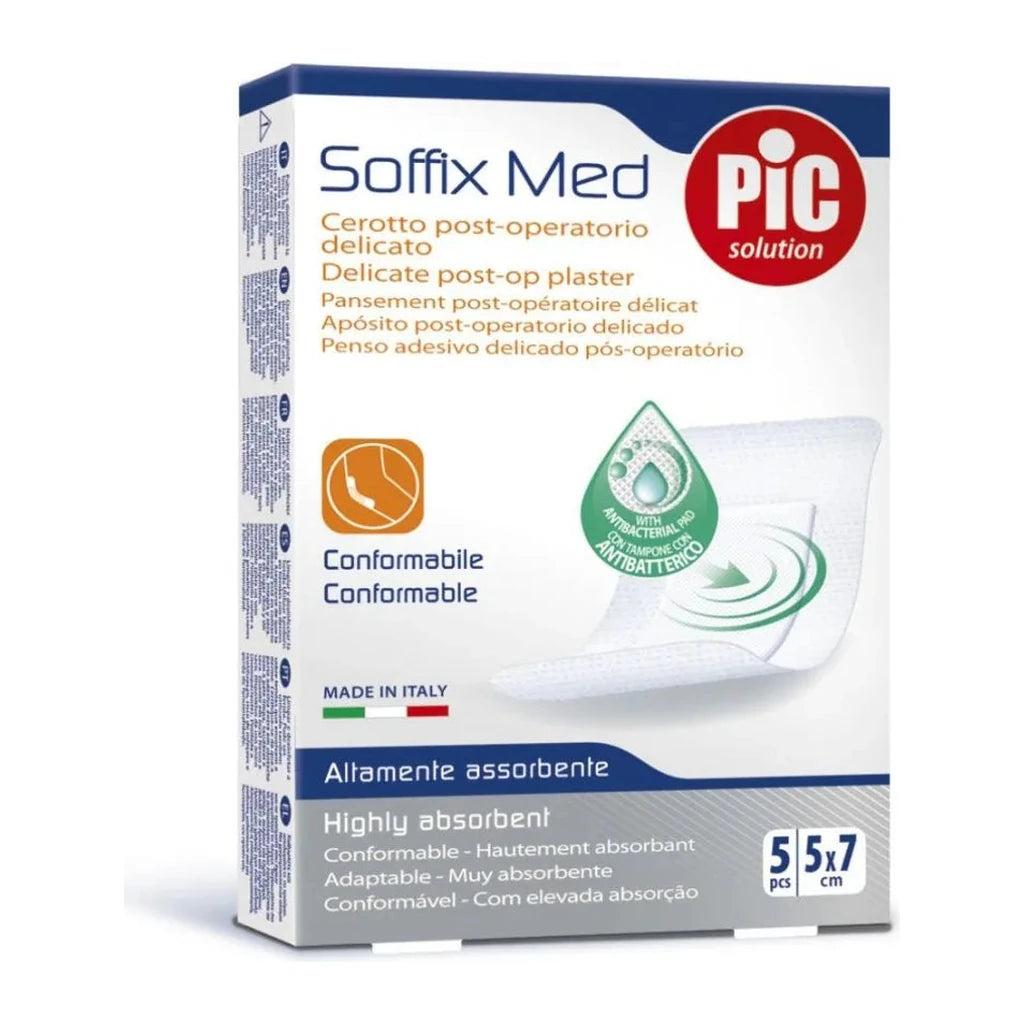 Soffix Med Sterile Post-OP Pflaster Delikat Antibakteriell 5x7 cm (5 Stk.)
