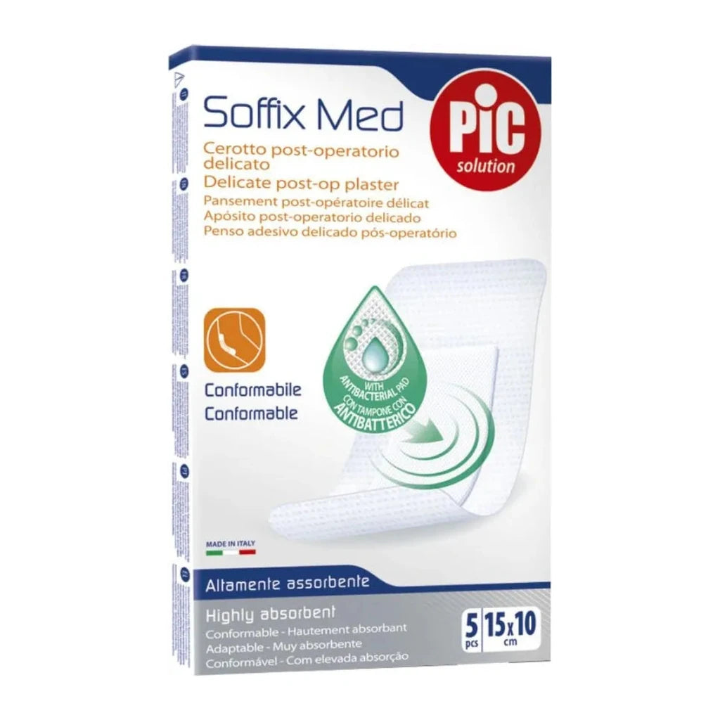 Apósito Postoperatorio Soffix Med | Delicado, Antibacteriano, 10x15cm, 5uds