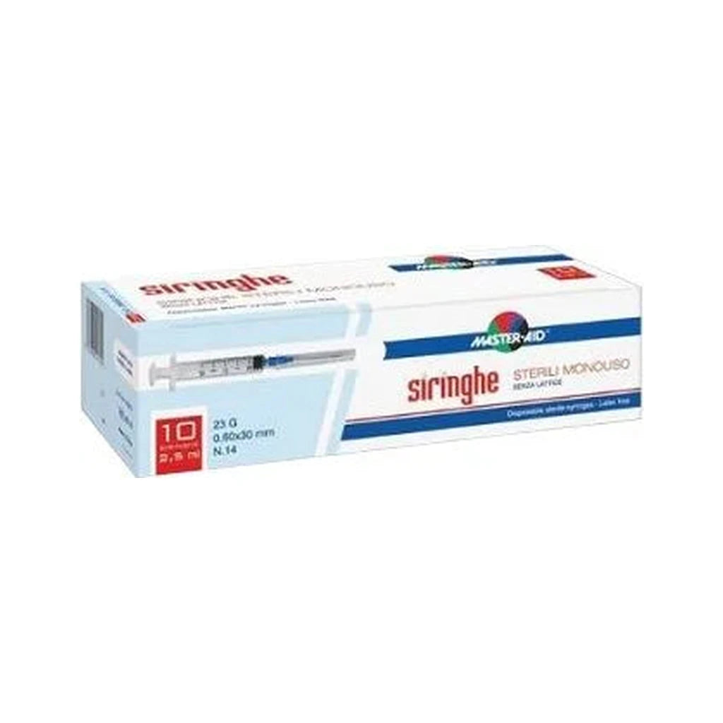 Master-Aid Sterile Disposable Syringes 2.5ml 23G - Latex-Free 10 Pcs