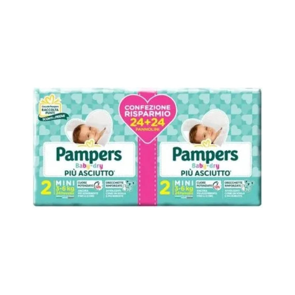 Pampers Baby-dry Mini Diapers Size 2 (3-6kg) - Duo Pack 48 pcs