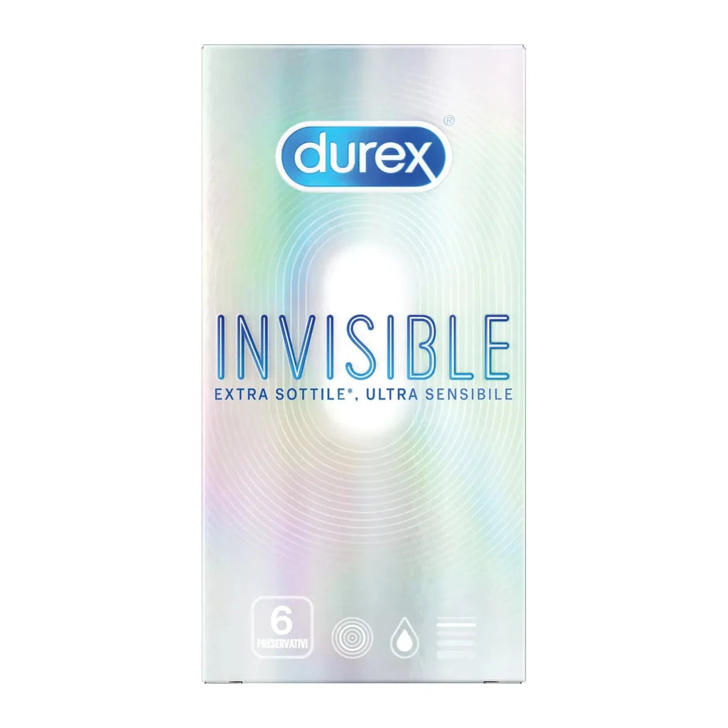 Durex Invisible Kondome | Extra Dünn & Ultra Sensibel für Intensives Gefühl - 6 Stück