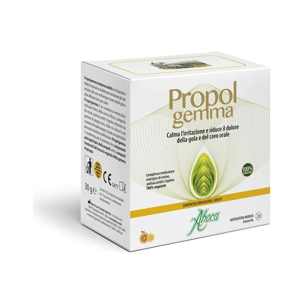 Aboca Propolgemma | 20 Orodispersible Tablets for Sore Throat & Oral Cavity