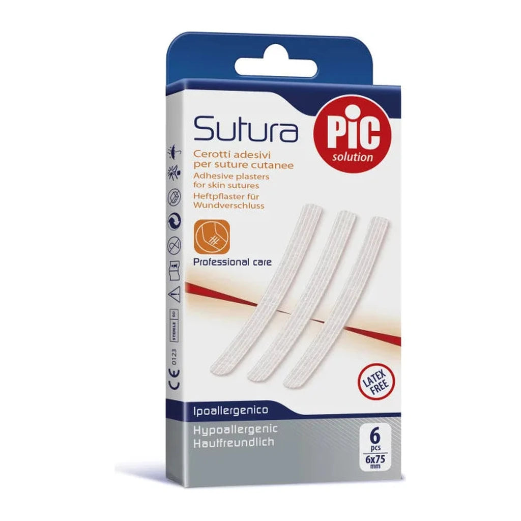 PIC Solution Nahtstreifen 6x75mm - Hypoallergen 6 Stk