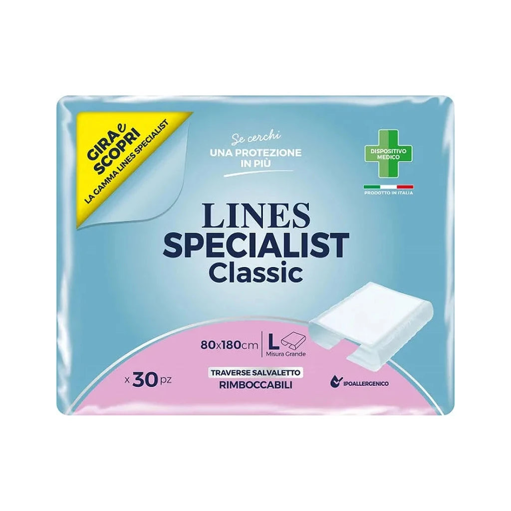 Lines Specialist Classic Einweg-Bettauflagen L 80x180cm mit Seitenflügeln - 30 Stück
