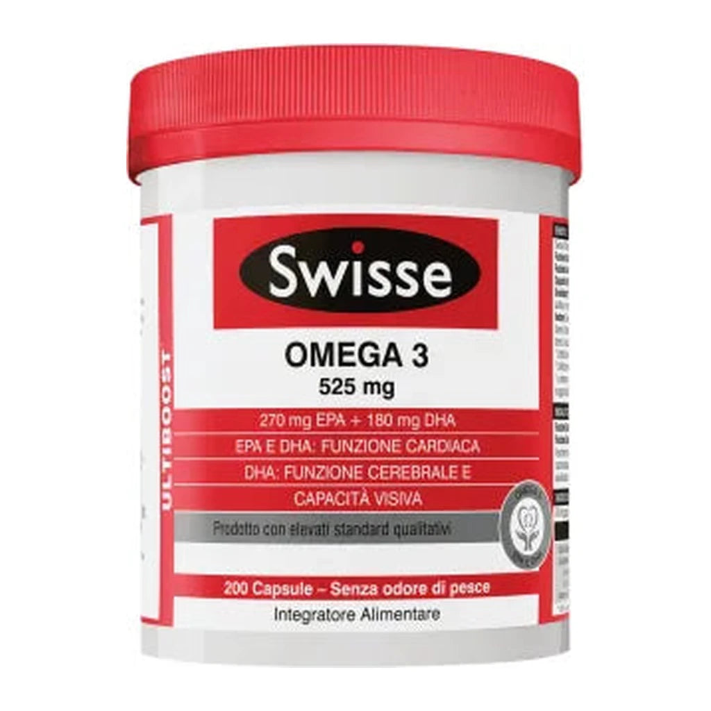 Swisse Omega 3 525mg | EPA DHA Heart Brain Vision Support | 200 Odorless Fish Oil Capsules