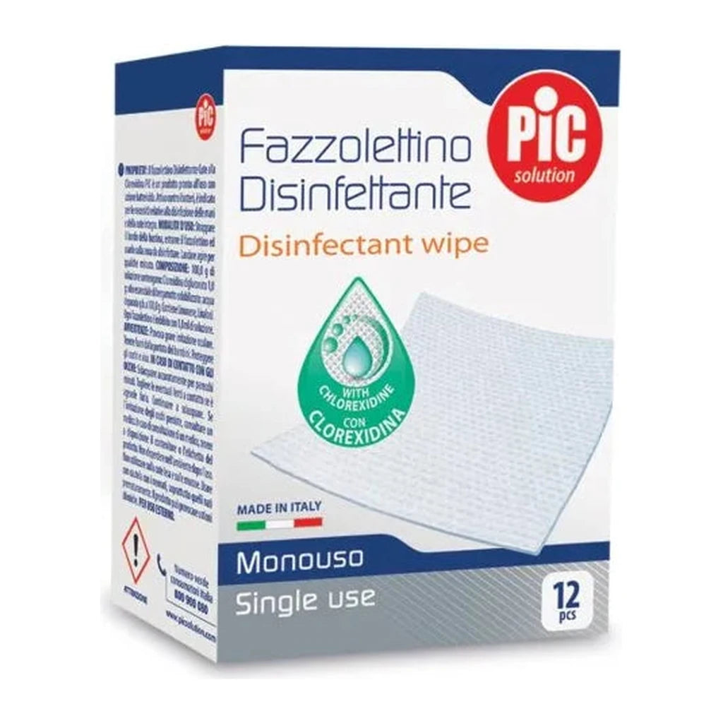 PIC Solution Desinfektionstücher mit Chlorhexidin - 12 Einwegtücher