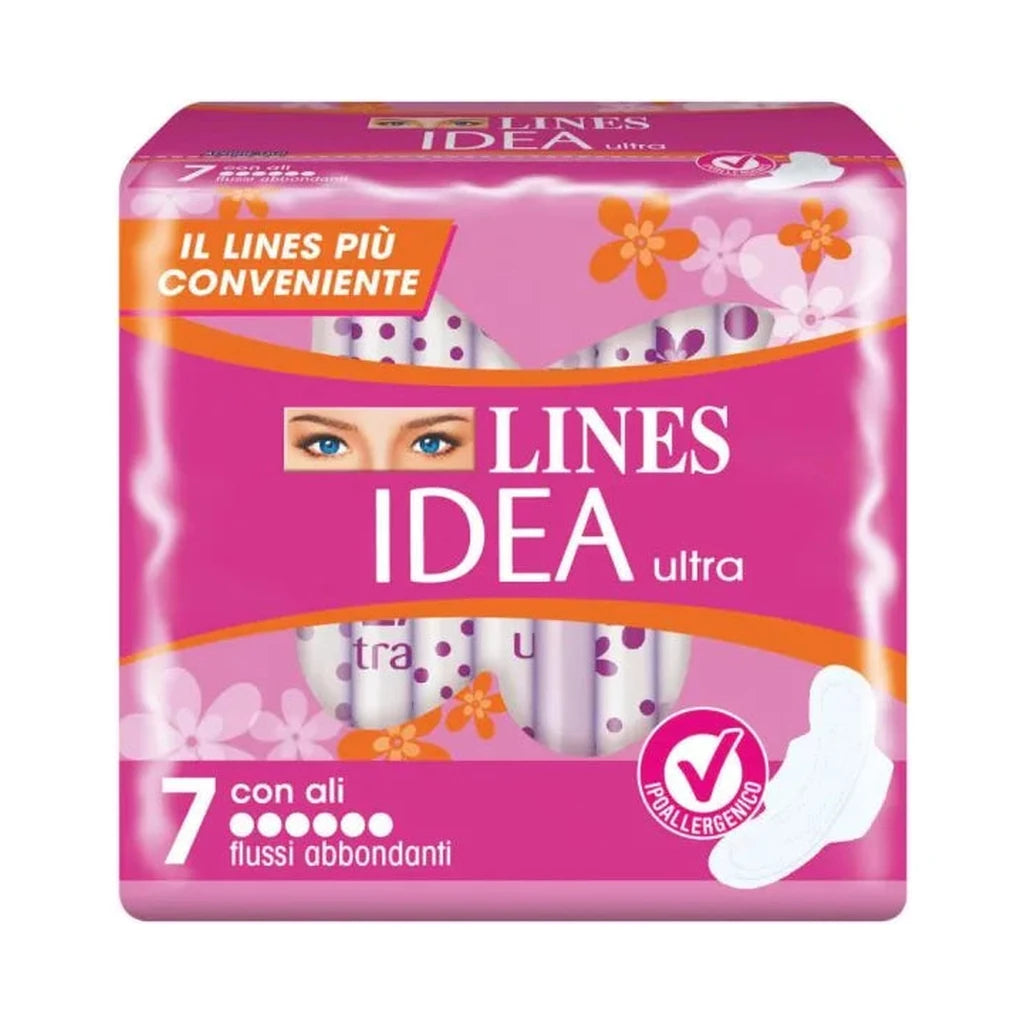 Lines Idea Ultra Binden mit Flügeln - Starke Blutung Hypoallergen (7 Stück)